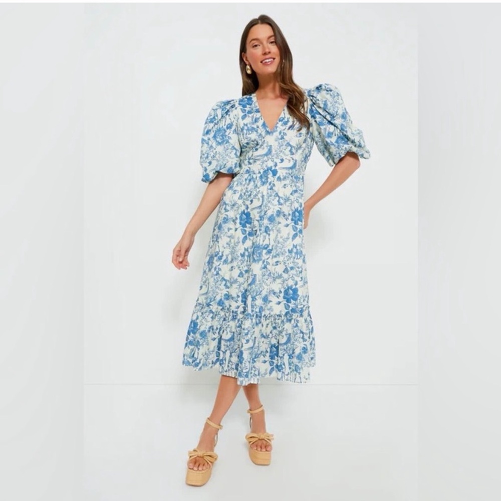 Tuckernuck Hyacinth House Floral Puff-Sleeve Midi Dress